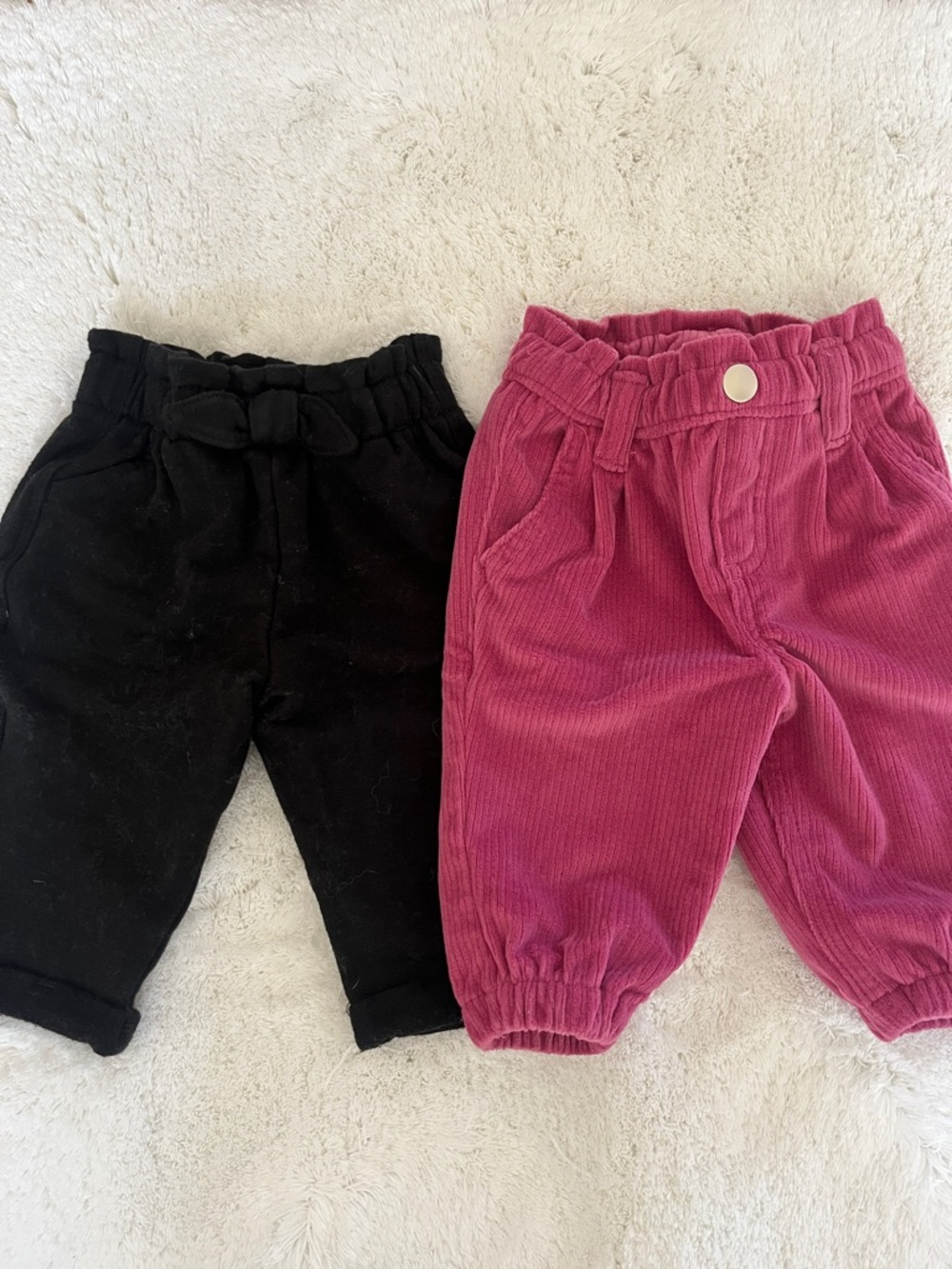 Kids Corduroy Jogger Pants - Black and Berry